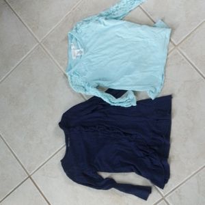Girls size 6 navy top and sea glass top
